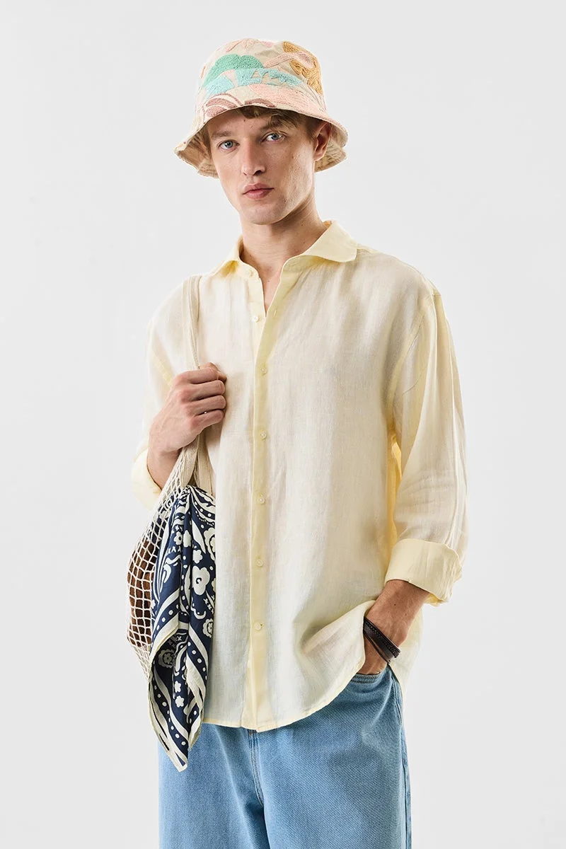 SNITCH Yellow Solid Long Sleeve Regular Fit Shirt