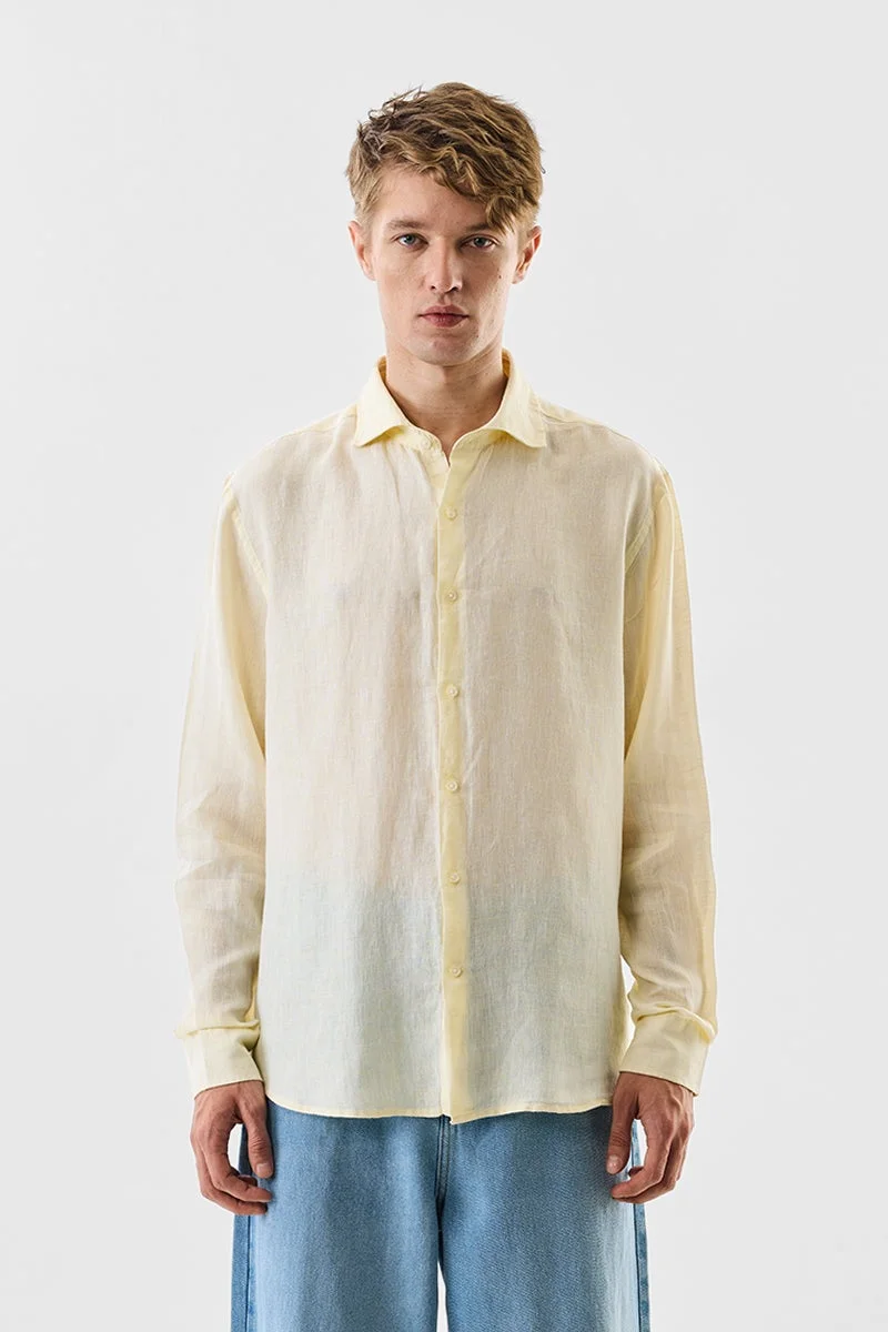 SNITCH Yellow Solid Long Sleeve Regular Fit Shirt
