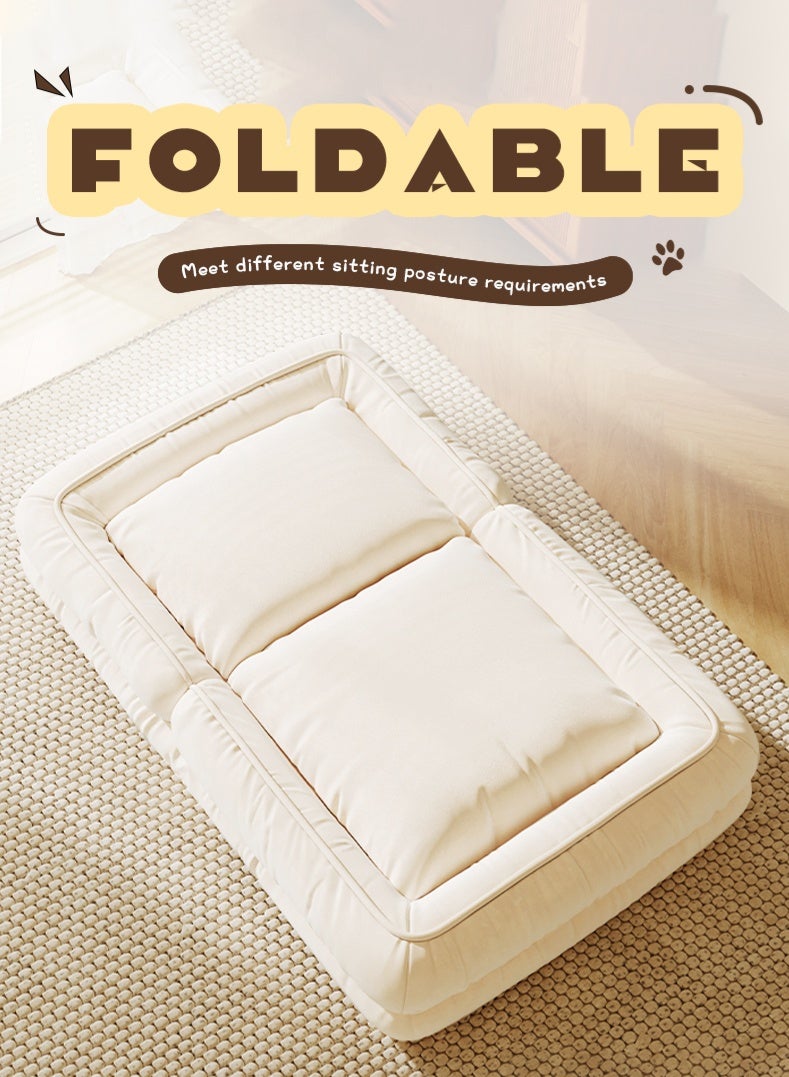 سرير أريكة كسول 3 في 1 - سرير كلب بشري قابل للتعديل وكرسي أرضي للبالغين والأطفال - كرسي نوم قابل للتحويل وأريكة صغيرة مريحة مع وسادة لغرفة المعيشة وغرفة النوم (بيج) - Image 2