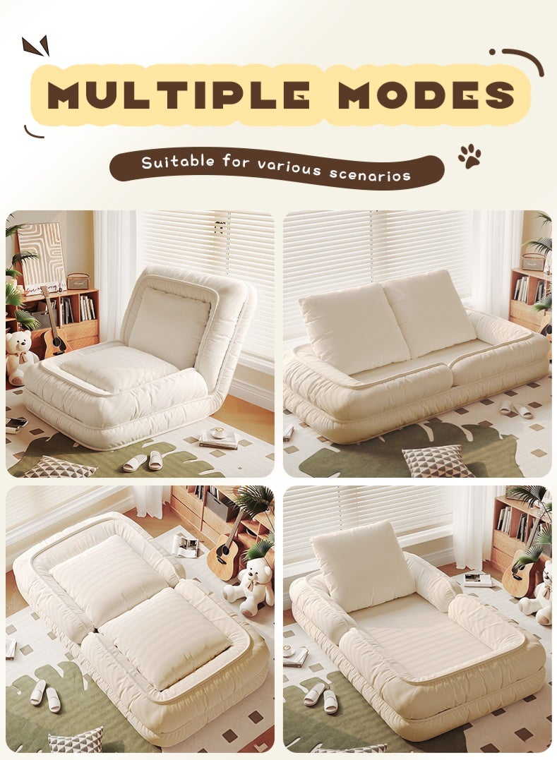 سرير أريكة كسول 3 في 1 - سرير كلب بشري قابل للتعديل وكرسي أرضي للبالغين والأطفال - كرسي نوم قابل للتحويل وأريكة صغيرة مريحة مع وسادة لغرفة المعيشة وغرفة النوم (بيج) - Image 5