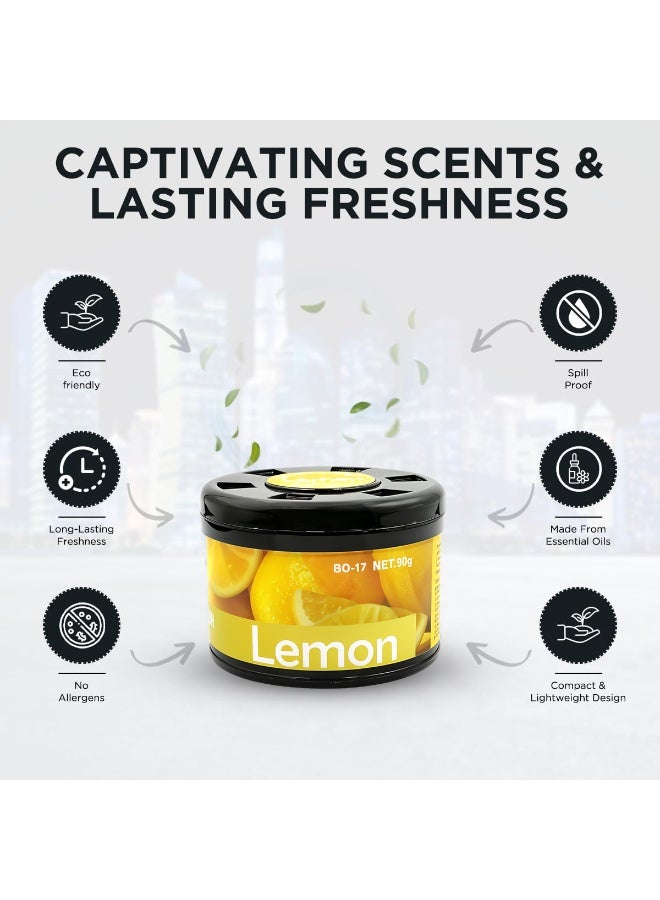 معطر جو بلاك أودور برائحة الليمون، عبوة من 3 قطع بوزن 90 جرام لكل قطعة، معطر جو للسيارة غني بالزيوت العطرية، مزيل روائح جل يدوم طويلاً لوضعه على لوحة القيادة، حامل الأكواب، المنزل، المكتب، غرفة النوم، خزانة الملابس، تصميم مانع للتسرب. - Image 5