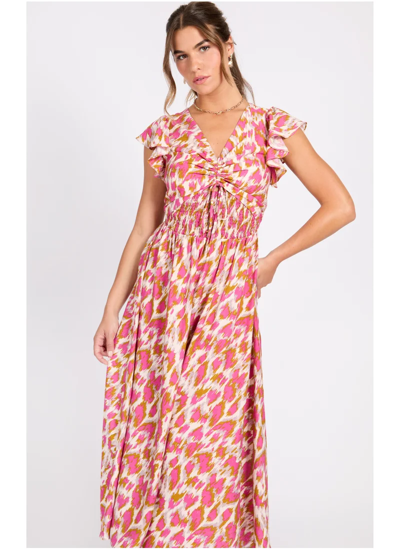 ليتل مسترس Printed Flutter Sleeve Dress