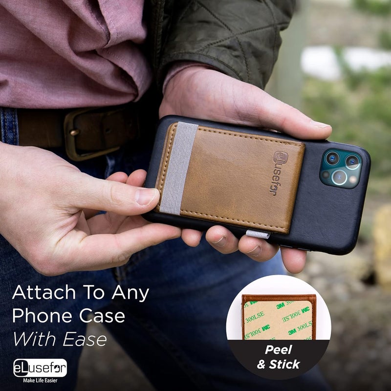 eLusefor Stick-On Phone Wallet & Card Holder for Back of iPhone or Android Case - Dark Teal - Image 5