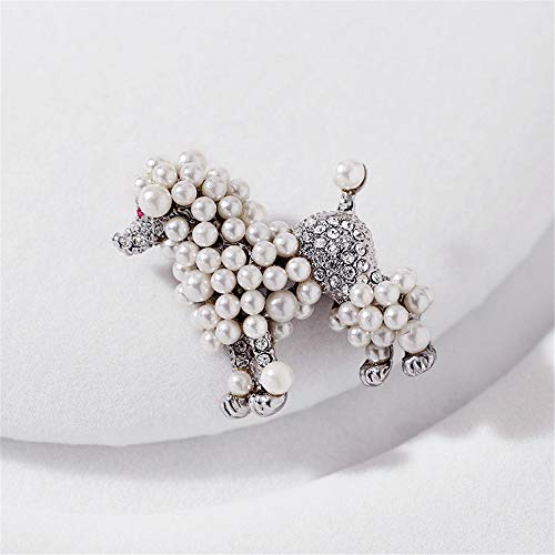 Ajojewel Cute Simulated Pearl Poodle Dog Brooch Pin Rhinestone Animal Lapel Collar Jewelry Accessories (Pearl Dog) X689 - Image 5