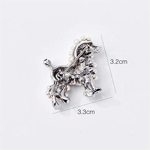 Ajojewel Cute Simulated Pearl Poodle Dog Brooch Pin Rhinestone Animal Lapel Collar Jewelry Accessories (Pearl Dog) X689 - Image 4
