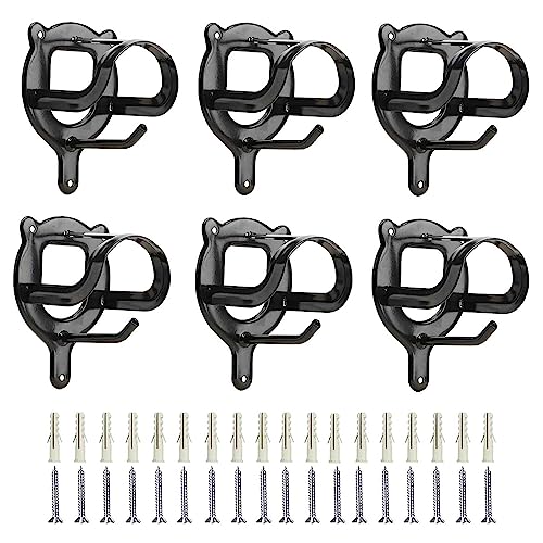 HDYEGY 6 Counts Horse Bridle Rack Bracket Hooks Metal Halter Hanger with Tubes and Screws for Horse Barn Supplies, Black - Image 1