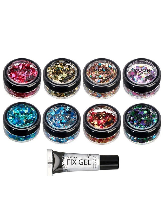 Moon Glitter Mystic Chunky Glitter By Moon Glitter 100% Cosmetic Glitter For Face Body Nails Hair And Lips 0.10Oz Set Of 8 - Image 1