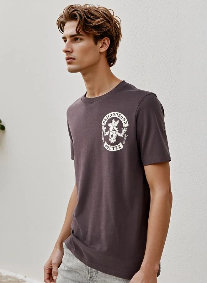 Splash FAV Graphic Print T-shirt with Crew Neck