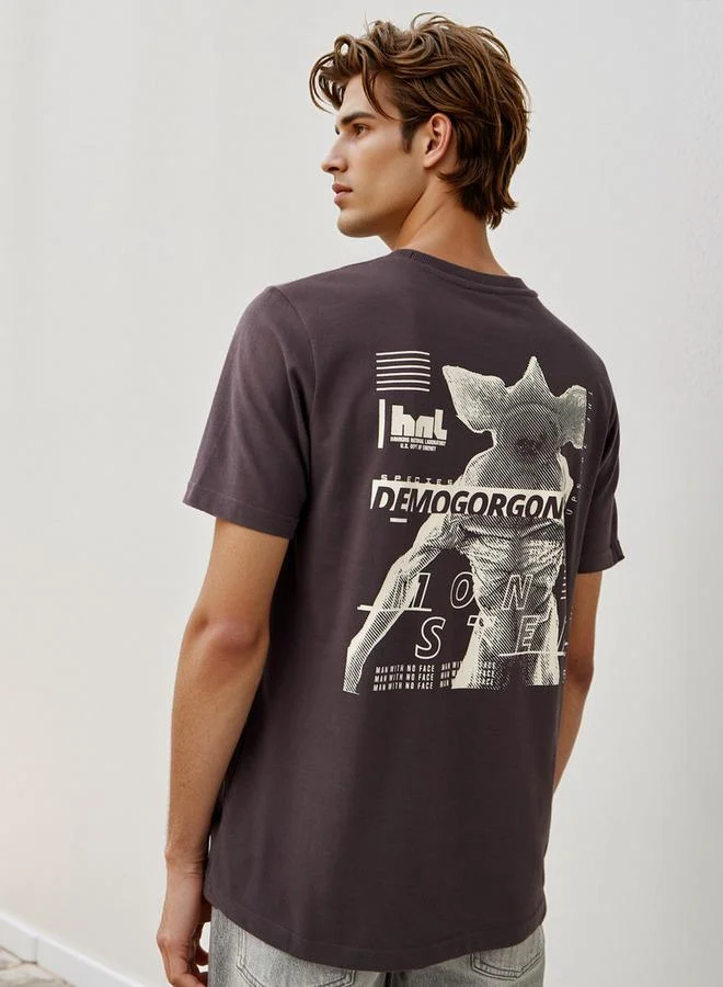 Splash FAV Stranger Things Print T-shirt with Crew Neck