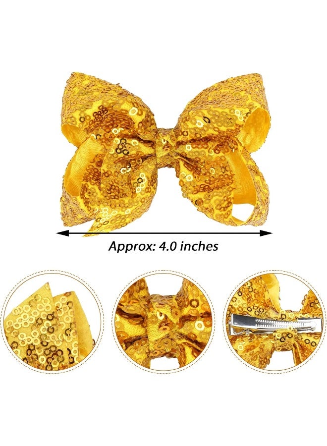 DED 30pcs Sparkly Hair Bows Clips 4 inch Glitter Sequin Bow Alligator Clips Baby Hair Accessories for Baby Girls Children Kids(15 Pair) - Image 3