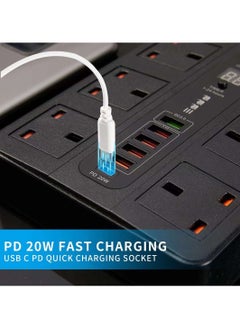 Pama BKL-11 Universal Extension Cord With 6 Universal Sockets, 5 USB ports,  1 PD Ports and 2 Meter Multicolour  - Image 3