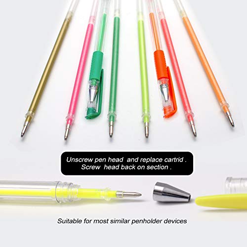 ZSCM QUALITY DECIDES THE FUTURE 160 Colors Gel Pen Ink Refills, Glitter Neon Gel Ink Pens Refills Replace Cartridges for Glitter Gel Pens Set,for Drawing Adult Coloring Books Journaling Women Gifts, No Repeats - Image 2