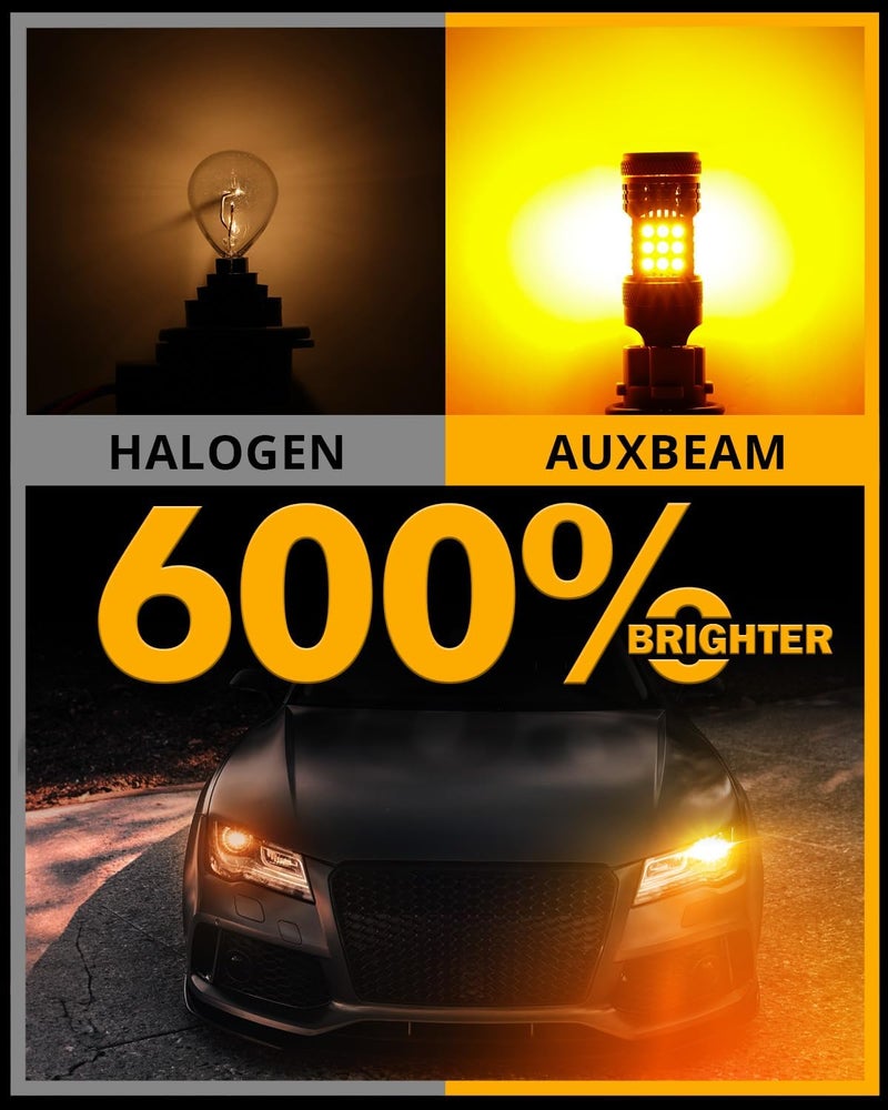 Auxbeam مصابيح LED من سلسلة Auxbeam B21 7440 - أصفر كهرماني، مقاوم مدمج، خالي من أخطاء CANBUS، مضاد لوميض هايبر، ضوء إشارة دوران فائق السطوع 600% - Image 5