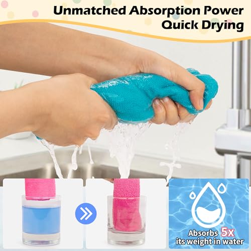 FIXSMITH Microfiber Cleaning Cloth, 50 Pack Cleaning Rags, Cleaning Towels for Housekeeping, Kitchen, Car, Lint-Free, Reusable Shop Towels with 5 Colors (Green/Blue/Yellow/Orange/Pink), 12"X12" - Image 5