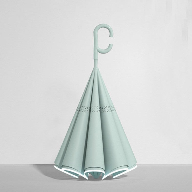 Hands-Free C-Handle Standable Reverse Umbrella Mint green c-shaped handle automatic model 