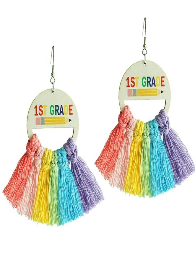 Colorful First Day of School Dangle Earring for Women Teacher's Day Earrings Funny Back To School Tassel Earrings for Teacher Students Teacher's Appreciation Gifts-1