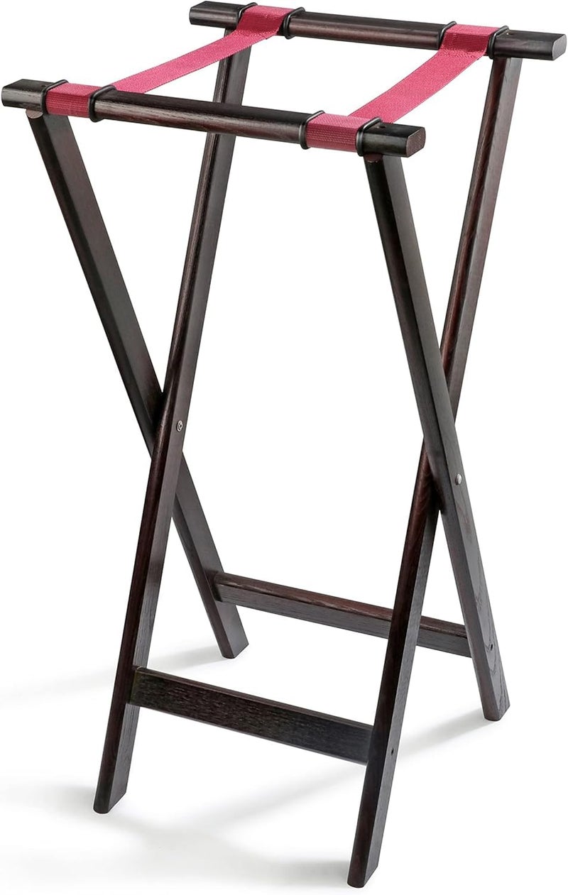 New Star Foodservice 20021 Mahogany Finish Solid Birchwood Tray Stand, 31-Inch, Brown - Image 1