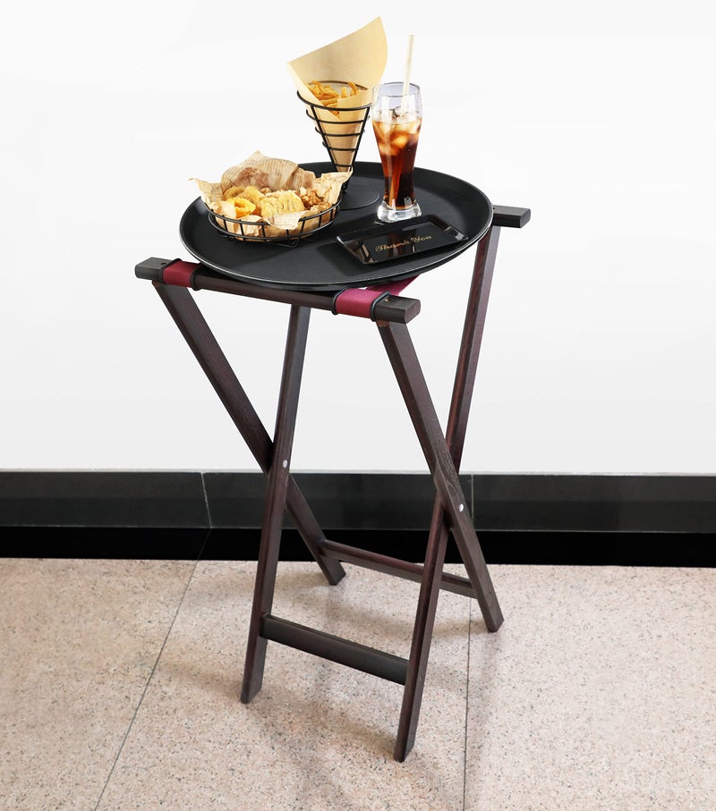 New Star Foodservice 20021 Mahogany Finish Solid Birchwood Tray Stand, 31-Inch, Brown - Image 5