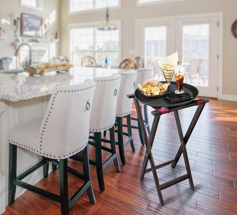 New Star Foodservice 20021 Mahogany Finish Solid Birchwood Tray Stand, 31-Inch, Brown - Image 4