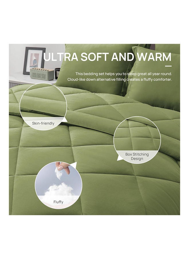 SIGNOOLA - Signoola Diamond Microfiber Heavy Comforter, 3.5 kg ,Set of 6 Piece (1 Comforter Blanket , 2 Pillow Cases , 1 Fitted sheet and 2 Pillows ), (180 cm x 240 cm),Double Bed Blanket for Winter Green Color - Image 1