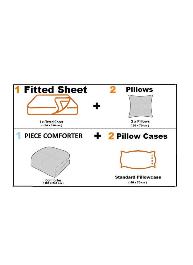 SIGNOOLA - Signoola Diamond Microfiber Heavy Comforter, 3.5 kg ,Set of 6 Piece (1 Comforter Blanket , 2 Pillow Cases , 1 Fitted sheet and 2 Pillows ), (180 cm x 240 cm),Double Bed Blanket for Winter Green Color - Image 1