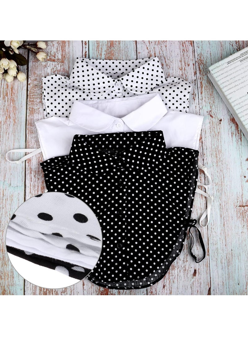 3 Pack Fake Collars, White Detachable Turtleneck Collar Black Half Shirts False Top Mock Blouse Lady's Shirt Joker Decorative Cuff Cotton Choker Tie Lapel Point