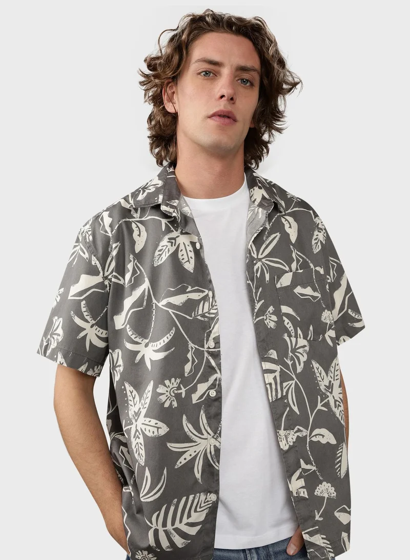 American Eagle Floral Print Regular Fit Print Poolside Shirt