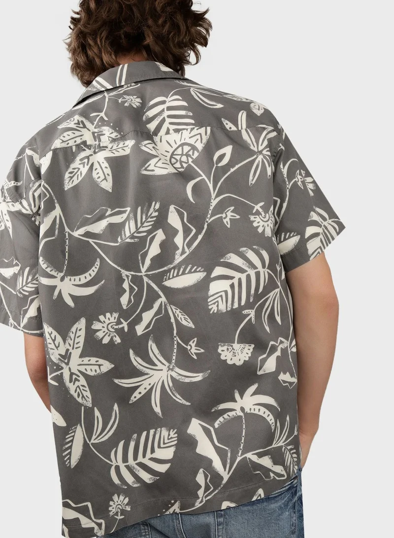American Eagle Floral Print Regular Fit Print Poolside Shirt