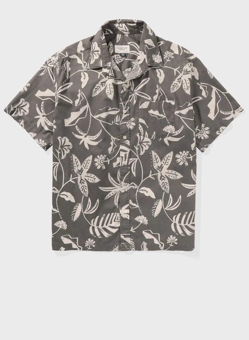American Eagle Floral Print Regular Fit Print Poolside Shirt