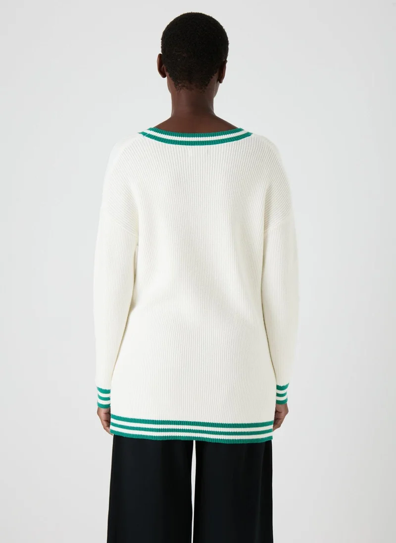 Matalan White V Neck Knitted Jumper