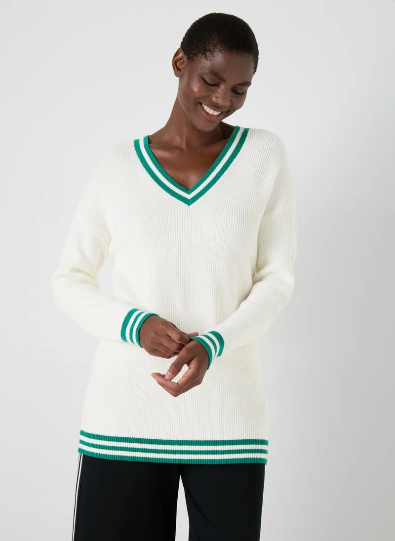 Matalan White V Neck Knitted Jumper