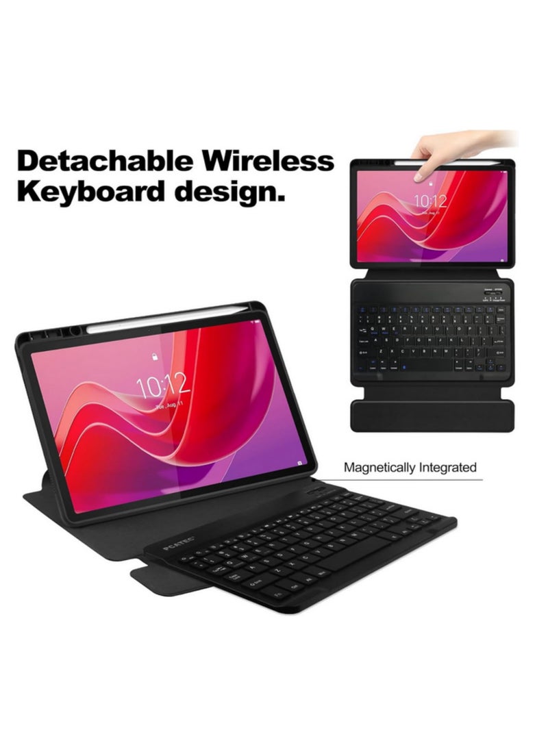 1pcs For Lenovo Tab M11 TB-330FU for Xiaoxin Pad 2024 TB-331FC 11 Inch Bluetooth Keyboard Case 360 Rotating Stand Cover Detachable Wireless Keyboard Multi-Angle Viewing Protective Leather Shell - Image 3