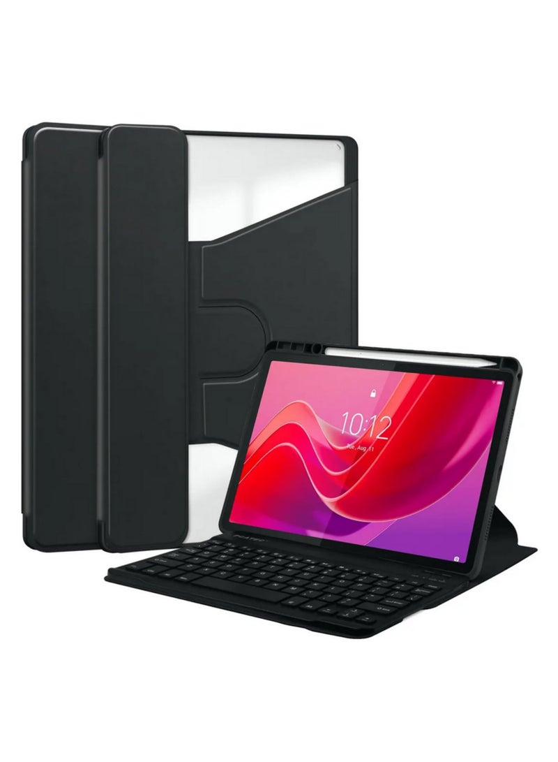 1pcs For Lenovo Tab M11 TB-330FU for Xiaoxin Pad 2024 TB-331FC 11 Inch Bluetooth Keyboard Case 360 Rotating Stand Cover Detachable Wireless Keyboard Multi-Angle Viewing Protective Leather Shell - Image 1