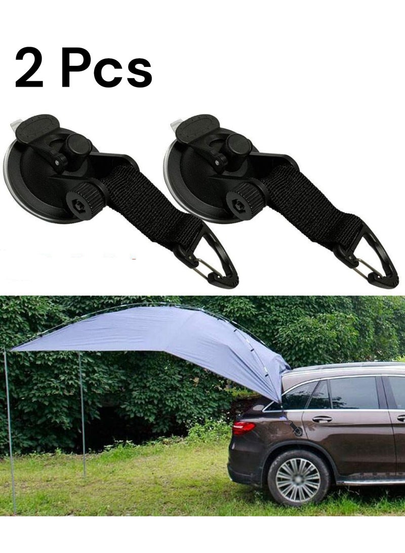 2 pieces of strong and heavy duty suction cup hooks for multiple uses during trips. You can use them to attach a car umbrella for camping or to attach a tent to the car body, whether the side or rear of the car to provide shade from the sun and rain. It is also used when traveling to attach luggage or tents to the car, and at home, it is used in the bathroom or kitchen to hang towels or kitchen utensils. The design is characterized by strong suction to endure and firmly attach to smooth and non-porous surfaces such as the car body, ceramics and glass. This tool is especially useful when camping and trips. Installation method: Clean the surface first and pull the top button down to place the safety lock to secure the hook with the possibility of rotating the hook, then hang what you want. It does not require effort or additional tools to install and does not leave damage to the surface of the place when removed, and you can re-insert it again and again. - Image 1