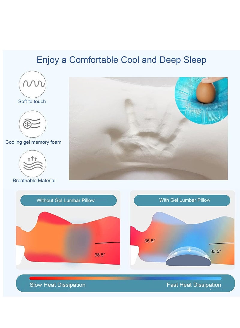 Lumbar Sleeping Pillow Waist Cushion: Cooling Gel Lumbar Support Back Cushion Memory Foam Back Pain Relief Pillows with Washable Cover for Side, Back and Stomach Sleepers - Image 4