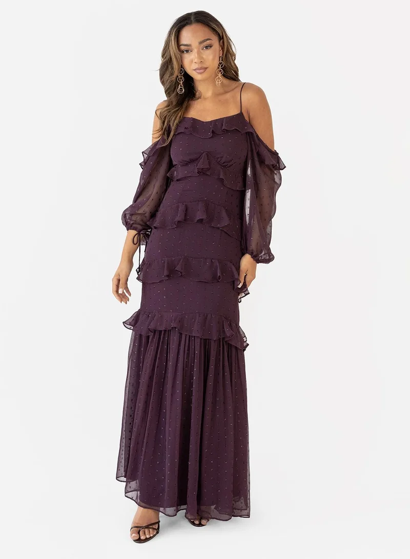 Anaya With Love Ruffle Detail Shoulder Knot Maxi Dress