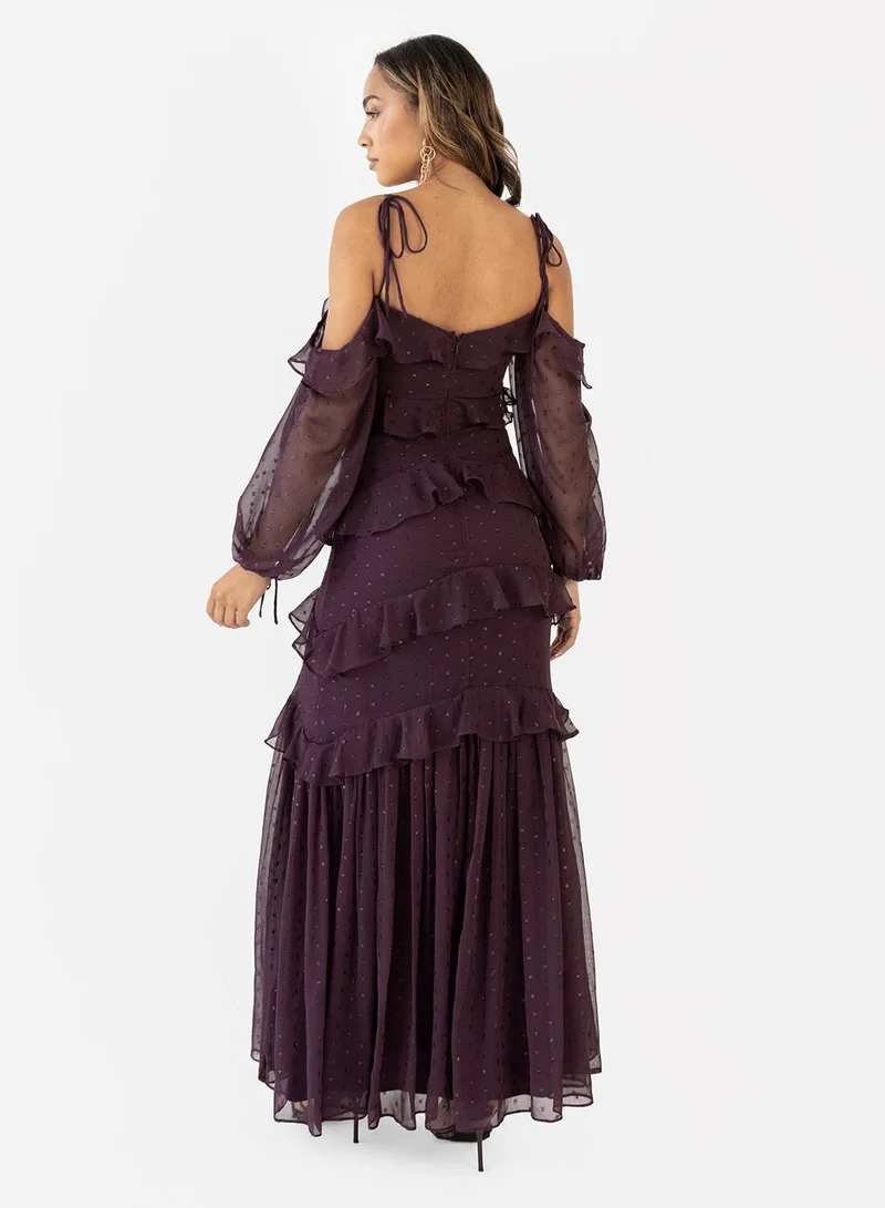 Anaya With Love Ruffle Detail Shoulder Knot Maxi Dress