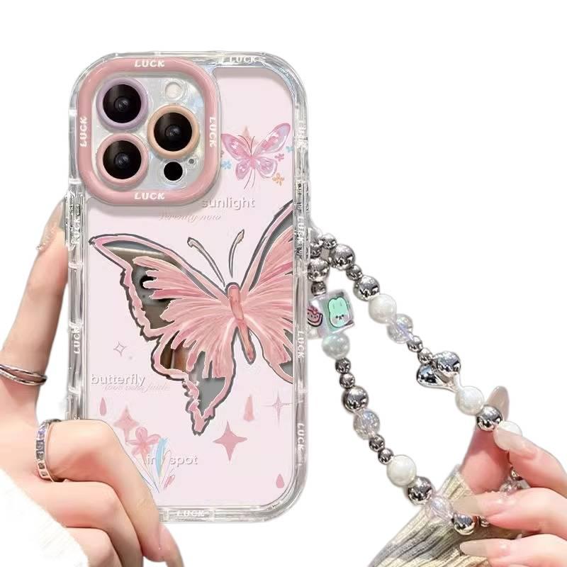 غطاء واقي بسيليكون لـ iPhone 13 مع نقشة الفراشة ولمسة مرآة مع مقاوم للصدمات مع حماية من السقوط باللون Mirror Butterfly مع مرآة من السيليكون للمكتب للاستخدام الخارجي - Image 3