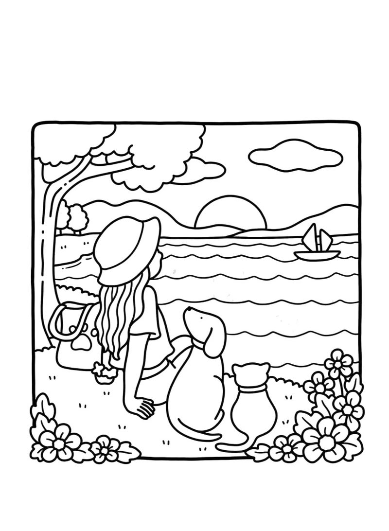 Generic Girl Moments: A Stress-Relief Coloring Book for Adults & Teens - Cute & Cozy Daily Activities, Mindfulness Illustrations | Relaxing Anti-Anxiety Art Therapy (Cozy Spaces Collection)  - Image 4
