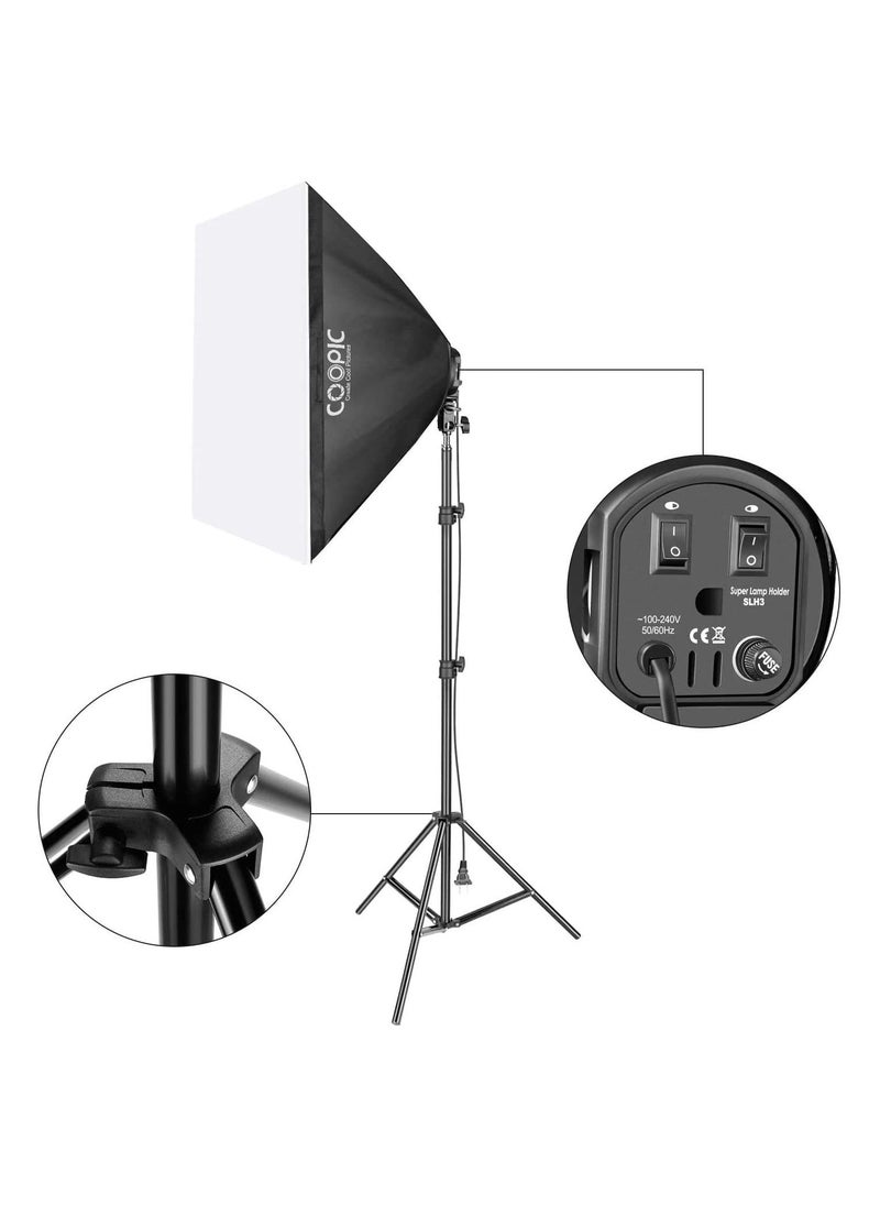COOPIC S03 2M x 3M Background Support System With 3x3m Grey Background Non woven and Continuous Lighting Kit for Photo Studio Product,Portrait and Video Shoot Photography