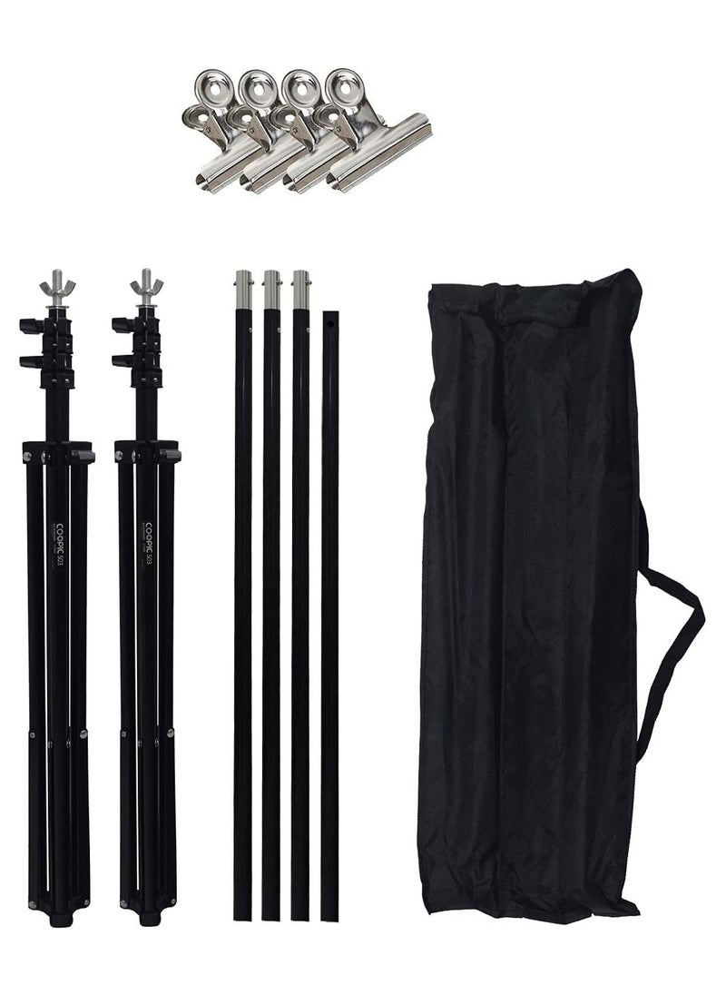 COOPIC S03 2M x 3M Background Support System With 3x3m Grey Background Non woven and Continuous Lighting Kit for Photo Studio Product,Portrait and Video Shoot Photography