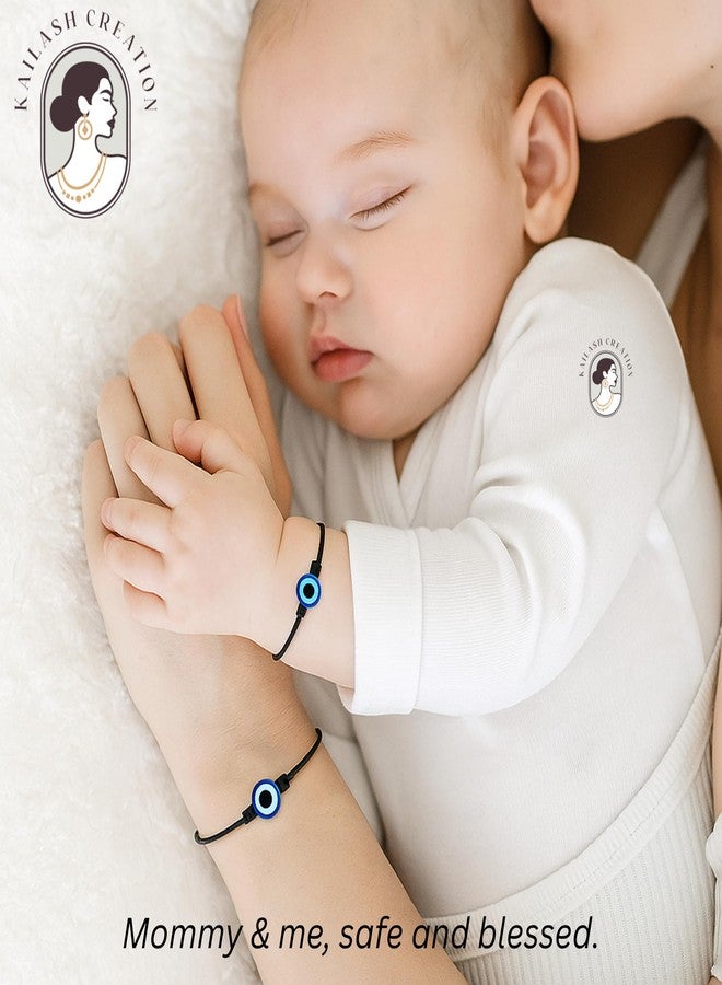 Kailash Creation Evil Eye Bracelet | Handmade Stylish Adjustable Black Thread Nazariya Bracelet for Protection & Good Luck | For Women, Men, Girls, Boys and Newborn baby - Image 2