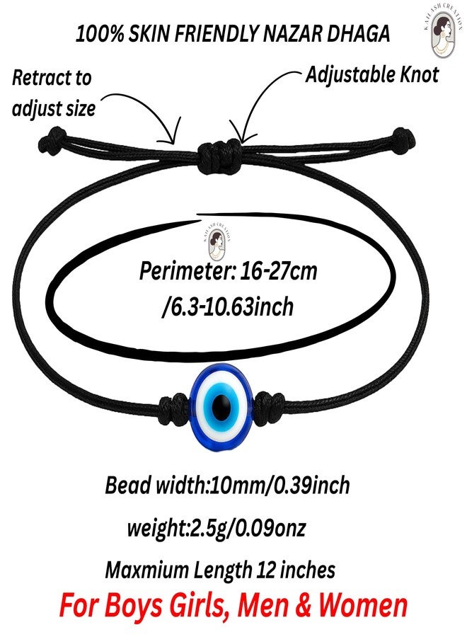 Kailash Creation Evil Eye Bracelet | Handmade Stylish Adjustable Black Thread Nazariya Bracelet for Protection & Good Luck | For Women, Men, Girls, Boys and Newborn baby - Image 5