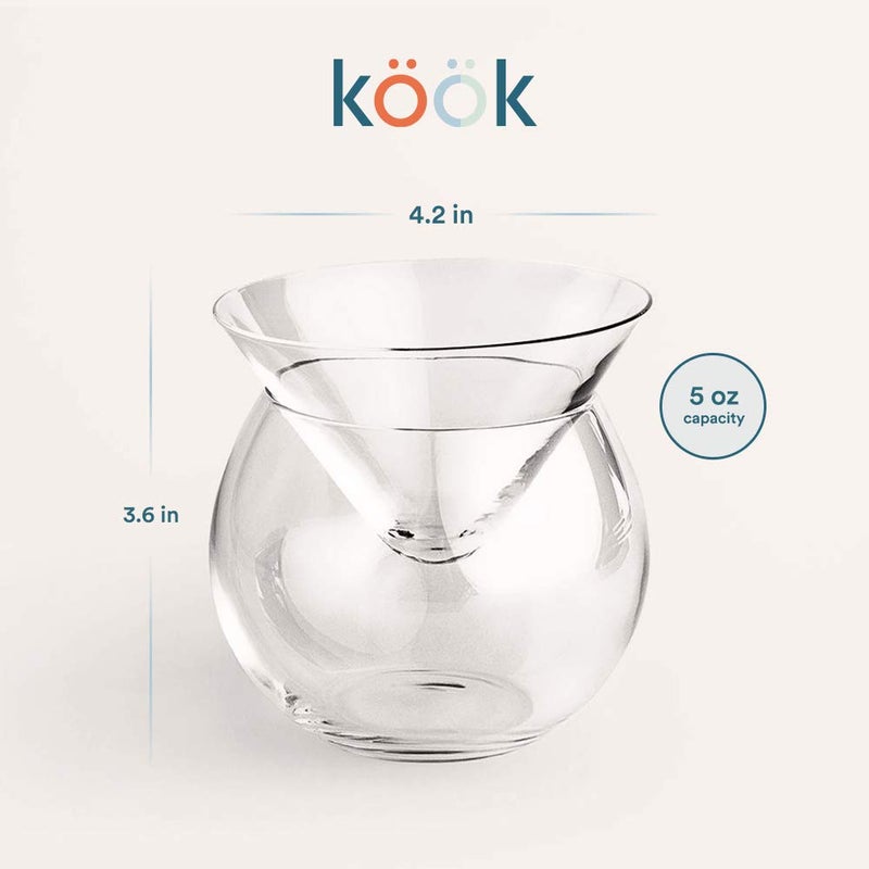 Kook طقم خادم كافيار زجاجي من كوك، طبق تقديم مع حاملة ثلج، لروبيان، مقبلات، مشروبات كحولية، مارتيني وكوكتيلات، آمن في غسالة الصحون، وعاء سعة 5 أونصات، مجموعة من 2 - Image 5