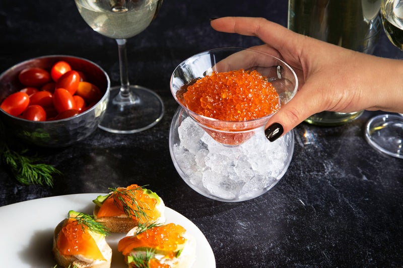 Kook طقم خادم كافيار زجاجي من كوك، طبق تقديم مع حاملة ثلج، لروبيان، مقبلات، مشروبات كحولية، مارتيني وكوكتيلات، آمن في غسالة الصحون، وعاء سعة 5 أونصات، مجموعة من 2 - Image 2