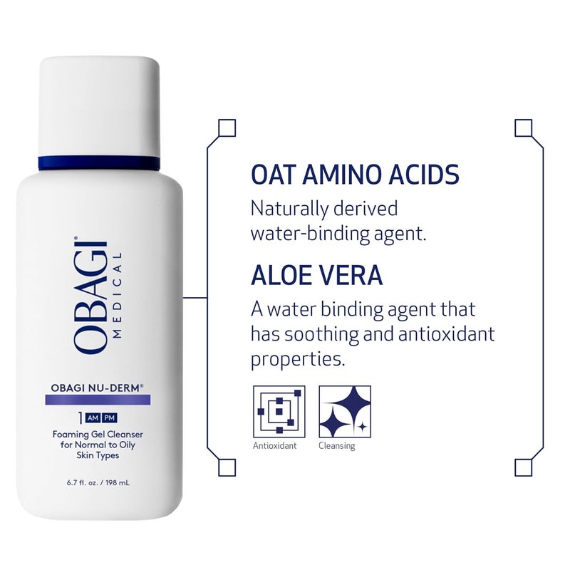 Obagi Medical جل أوباجي نيو-ديرم الرغوي – منظف جلّي للبشرة العادية إلى الدهنية والحساسة – 6.7 أونصة - Image 4