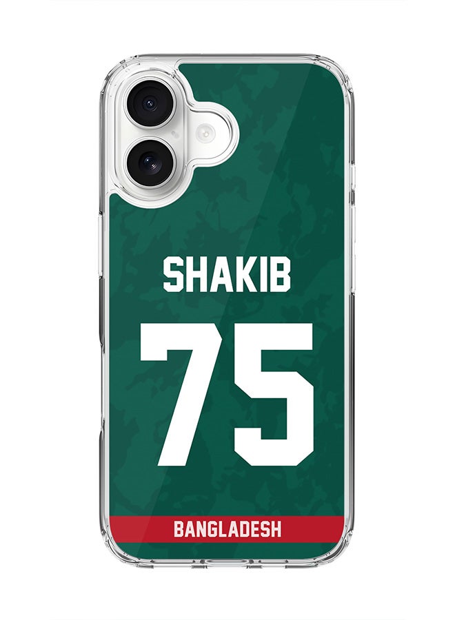 Stylizedd Classic Clear MagSafe Case for iPhone 17 , Hybrid Soft Case Flexible Edges Anti Drop TPU PC Gel Thin Transparent Cover [ Designed for iPhone 17 ] - Team Bangladesh Shakib Al Hasan, Jersey No 75