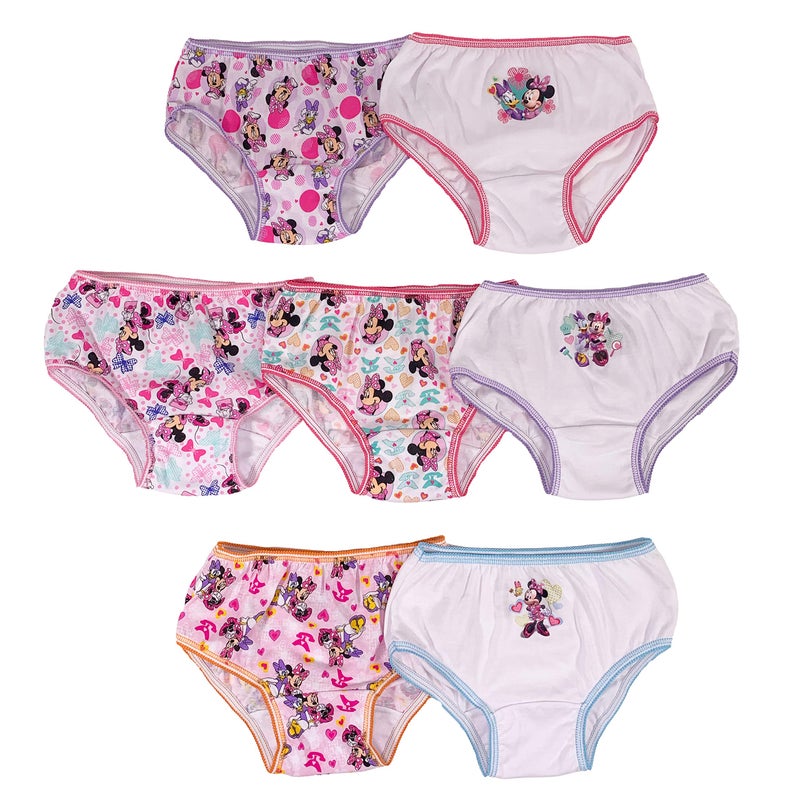 Disney Disney Girls Minnie Mouse Underwear Multipacks With Assorted Prints In Sizes 2/3t, 4t, 4, 6, 8 And 10 Briefs, 7-pack 100% Combed Cotton With Classic Print, 2-3T US 