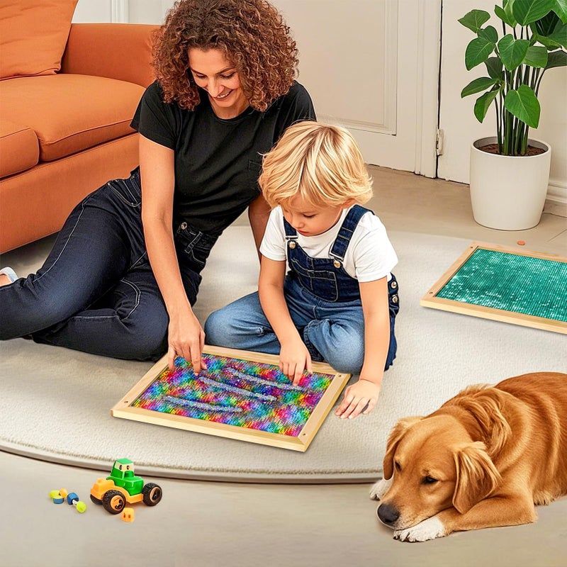 Wibeelee 3 Pcs Flip Sequin Fabric Wood Frame Wall Panel, Sensory Toy Reversible Sequin Flip Fabric Mat with Wood Frame, Interactive Sensory Board for Play & Learning, Wall Hangings Decoration, - Image 4