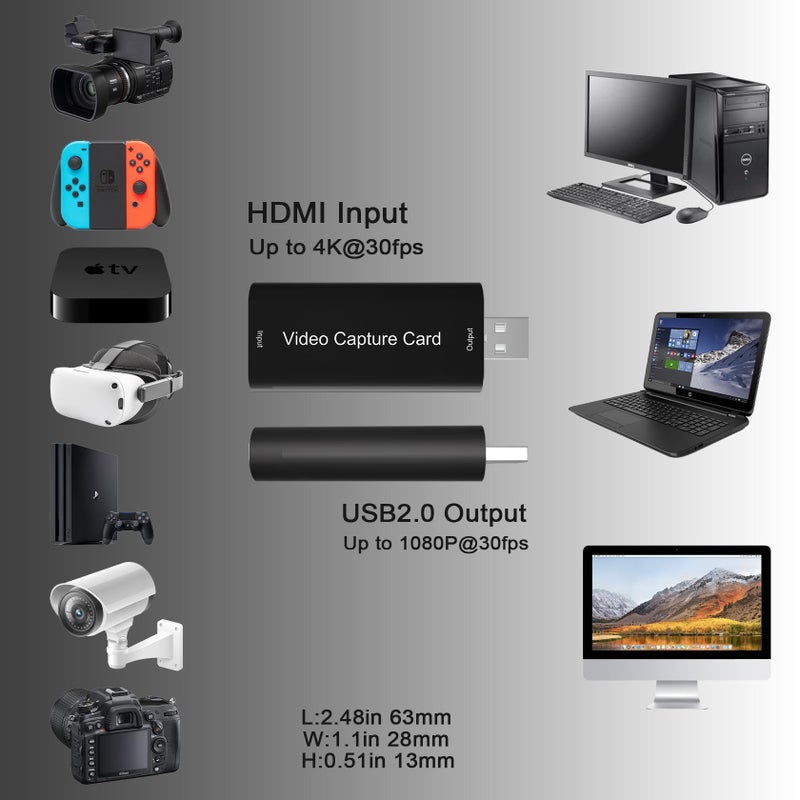 DiamondTiger Capture Card for Streaming - 4K HDMI Video Capture Card,Cam Link Card Game Audio Capture Adapter,HDMI to USB 2.0 Record Capture Device for Streaming, Gaming,Live Broadcasting - Image 2